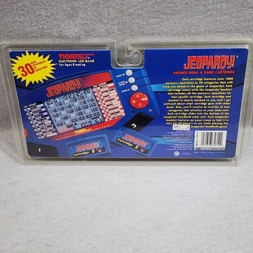 1995 Tiger Electronic Jeopardy Electronic Game Cartridge & Answer Book #4 NIP